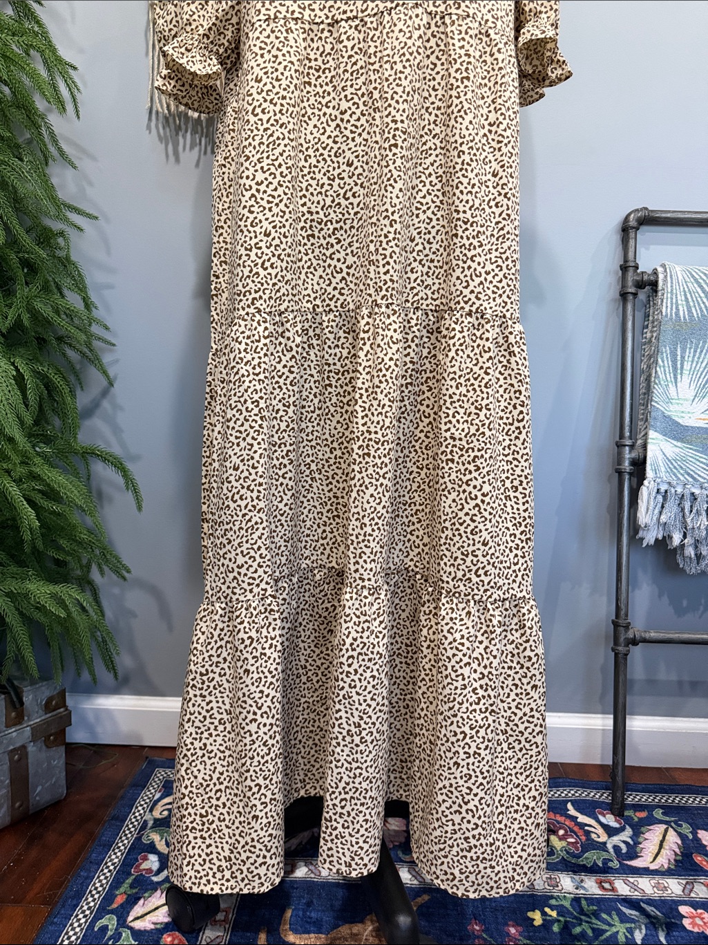 Nwt Prettygarden Leopard Print Tiered Midi Maxi Dress Large — image 4 of 8